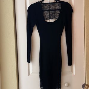 Guess ribbed body-con with lace detail dress